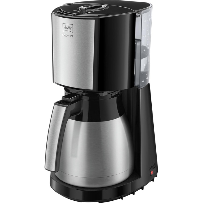 Кавоварка Melitta Enjoy Top Therm з термокухлем із нержавіючої сталі, фільтр-кавоварка з крапельним стопом, до 10 чашок, сталь/чорна