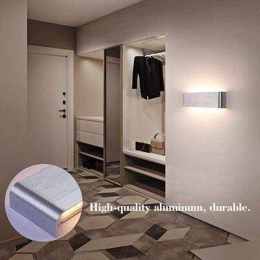 Світильник настінний LED Lightsjoy 16W, сучасний, сріблястий, IP44, тепле біле світло, 30 см, для спальні, коридору, вітальні, сходів