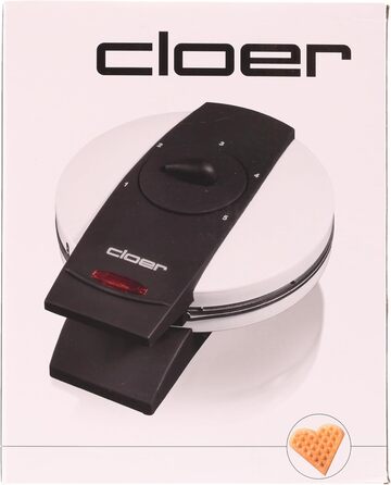 Вафельниця Cloer 1621 для класичних вафель-сердець, 930 Вт, 15,5 см, плавне регулювання підсмажування, біла, метал