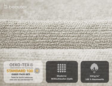 Набір рушників BEAUTEX преміум, 100% бавовна, 550 г/м², Oeko-TEX, 2 для рук і 2 банних, сірий, виготовлено в Європі