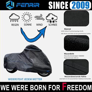 Чохол для мотоцикла FENRIR 245 см, водонепроникний захисний тент для круїзерів та турерів – підходить для Cruise, R18, Vulcan, Softail, Scout, Chief, Street Bob, Sport Glide, Fat Bob, Fat Boy, Breakout, Low Rider, Dyna, VRod, Shadow, Vstar, 245x105x125 см