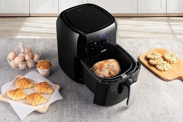 Linsar аерофритюрниця 5 л, з таймером, сенсорним екраном, функцією підігріву, регулюванням температури, енергоощадна, 1400 Вт, чорна, велика