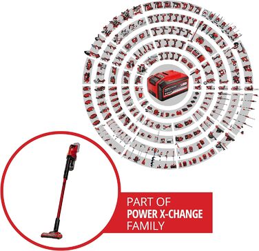 Акумуляторний вертикальний пилосос Einhell TE-SV 18 Li-Solo Power X-Change, 18В, циклонна технологія, без мішка, 3-рівнева фільтрація, BOOST-режим, без акумулятора та зарядного, без аксесуарів