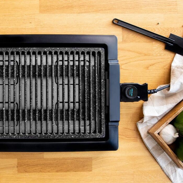Електричний гриль Cecotec Tasty&Grill 2000 InoxStone, 2000 Вт, антипригарна панель Inox LineStone, регулятор температури, корпус із нержавіючої сталі