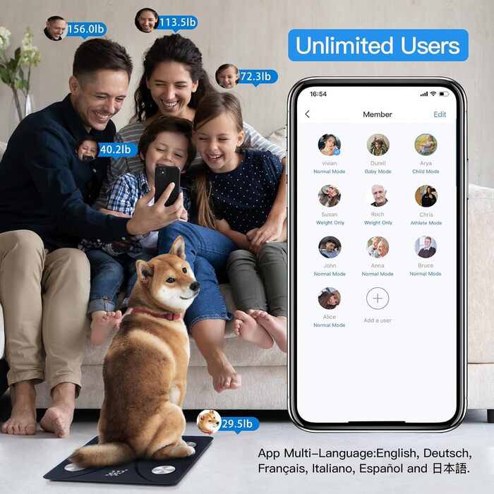 Ваги для аналізу складу тіла Vitafit, електронні, Bluetooth, до 180 кг, чорні, з додатком, вимірювання жиру, ІМТ, м'язової маси