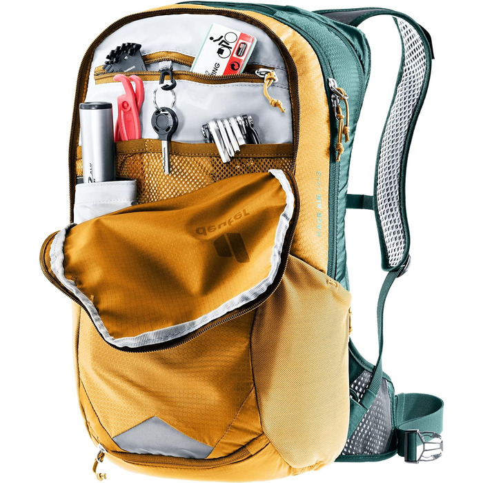 Велосипедний рюкзак Deuter Race Air 14+3 л, коричнево-синій, вентиляція спини