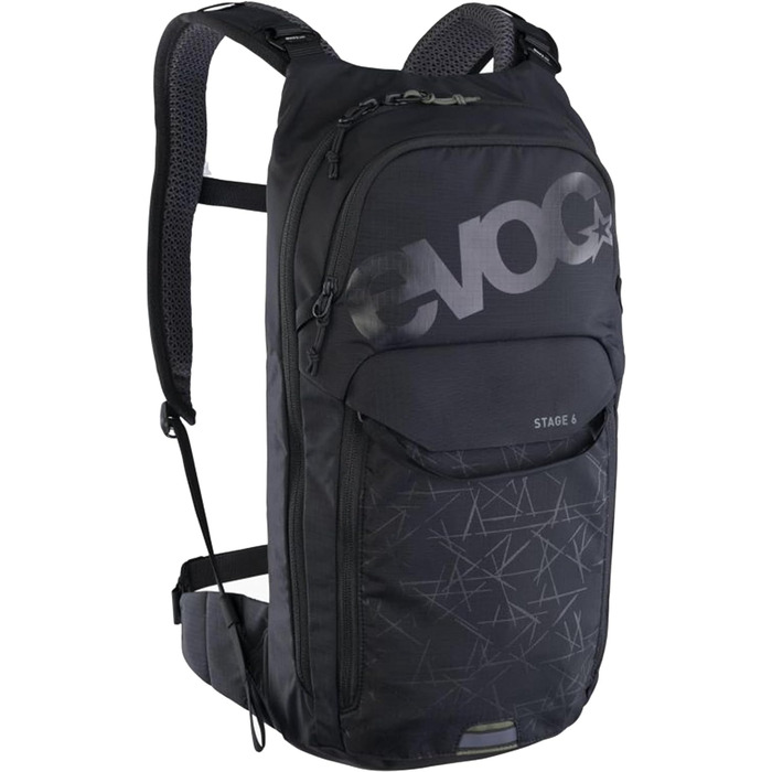 Рюкзак EVOC STAGE 6 з питною системою, чорний, з регульованими лямками BRACE LINK, системою вентиляції AIR FLOW CONTACT, відділенням для інструментів, універсальний розмір