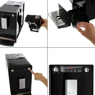 Кавоварка автоматична Melitta Caffeo Solo E950-101, 15 бар, з функцією попереднього заварювання, чорна + 3 фільтри Pro Aqua для захисту від накипу
