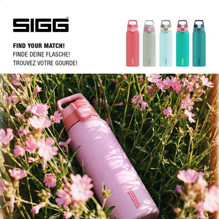 Спортивна пляшка для води Sigg Shield ONE з нержавіючої сталі для газованих напоїв, герметична, BPA-free, 0.75 л, колір Petal