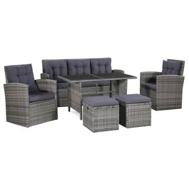 Комплект садових меблів Garten-Lounge (6 предметів) з подушками, поліротанг, сірий