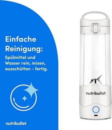 Портативний блендер nutribullet 475 мл, білий, USB-C, BPA Free, багатофункціональний міксер