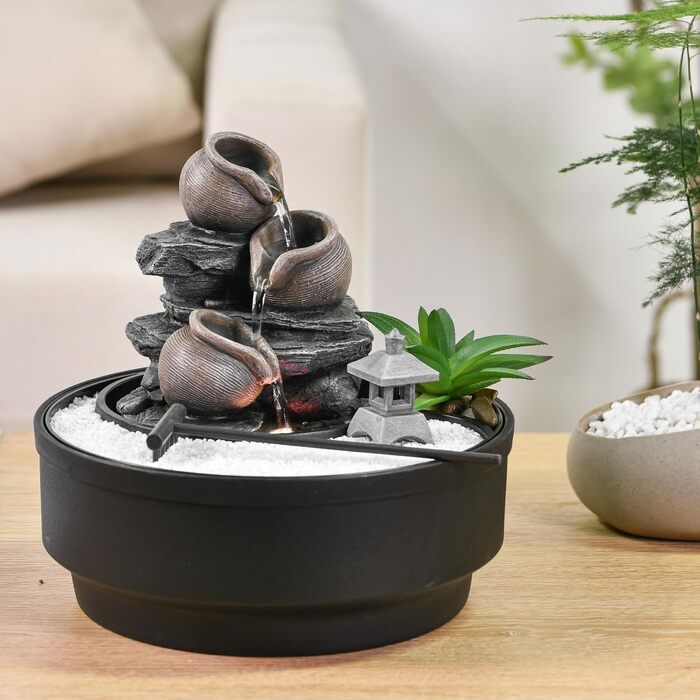 Фонтан для саду Oasis Zen'Light: водоспад, LED-підсвічування, білий пісок, декор для релаксації