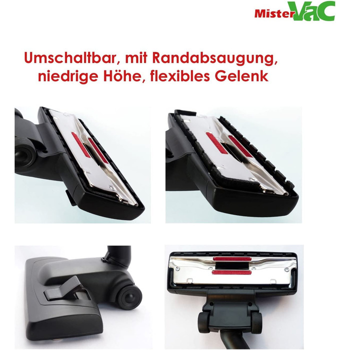 Насадка-щітка для пилососа MisterVac, сумісна з Grundig VCC 3851, універсальна насадка для підлоги, змінна щітка для сухого прибирання