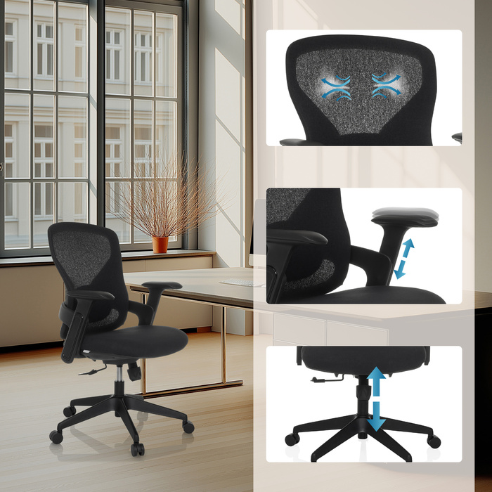 Офісне крісло / обертове крісло NOWUM тканина чорний hjh OFFICE