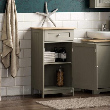 Висока та середня шафа для ванної Bath Vida, МДФ, сіра, стандартна, з 1 дверцятами і 1 шухлядою