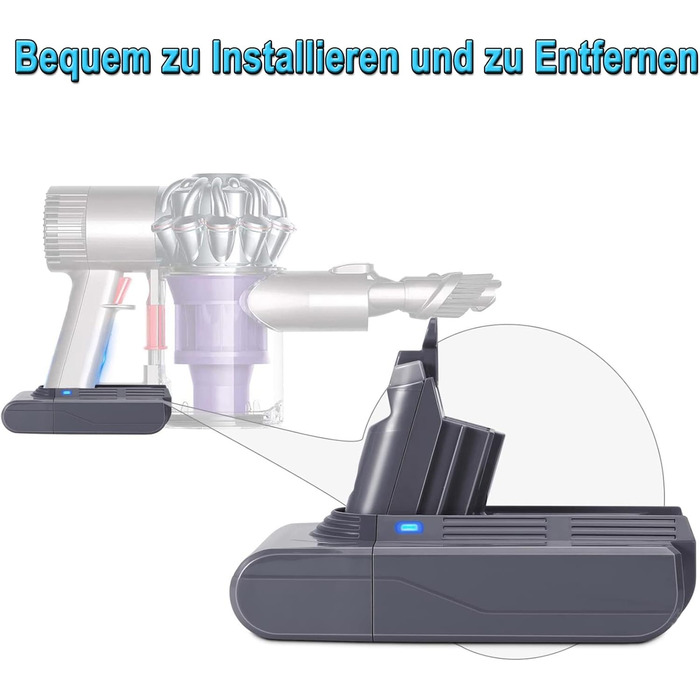 Акумулятор KUNLUN V6 для пилососів Dyson V6, DC62, SV03, SV04, SV09, SV05, DC58, DC59, DC61, DC72, DC74, SV06, SV07, 21.6V, змінний акумулятор для серії V6