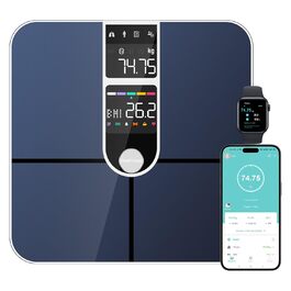Розумні ваги Healthkeep з Bluetooth, подвійним екраном, ITO-покриттям, вимірюванням 16 параметрів тіла та пульсу, підтримкою додатку для Android/iOS, до 180 кг, сріблясті