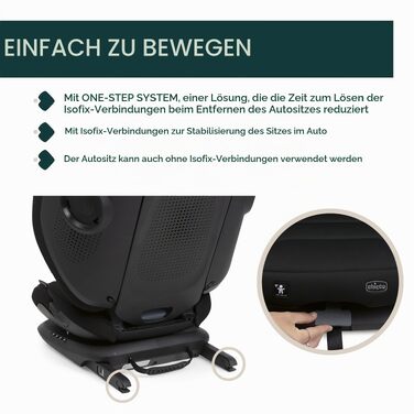 Дитяче автокрісло Chicco Fold&Go S i-Size (100-150 см), група 2/3, з ISOFIX, розкладне, регульоване за висотою та шириною, чорне