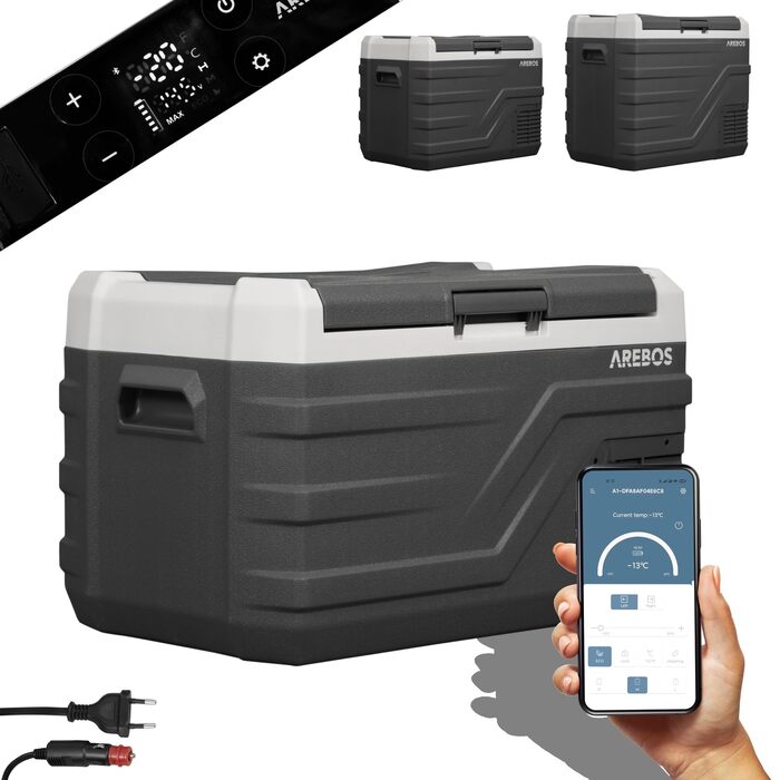 Автомобільний компресор-холодильник Arebos 26л з Wi-Fi та USB: -20°C, 12/24V/230V для авто, кемпінгу