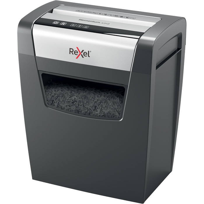 Шредер Rexel Momentum X308: безпечний знищення документів (P3, Partikelschnitt), 12 аркушів, 15л, чорний