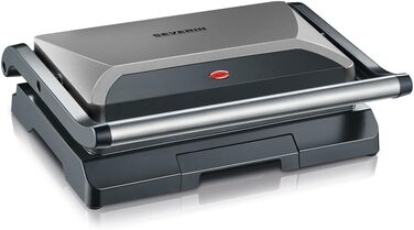 Компактний контактний гриль-сендвічниця SEVERIN KG 2394 Multigrill для паніні та стейків, антипригарне покриття, 800 Вт, металік/чорний