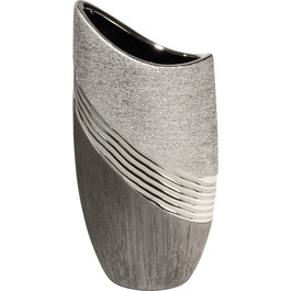Ваза декоративна керамічна Moderne Blumenvase сріблясто-сіра, висота 20 см для квітів на стіл