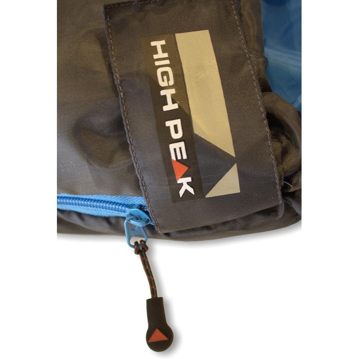 Спальний мішок High Peak TR 300, екстра широкий, 3-4 сезони, температура до 0°C, теплий, дихаючий, водостійкий, для кемпінгу, фестивалів, трекінгу, антрацит/синій, з мішком для пакування, з'єднуваний, RV L