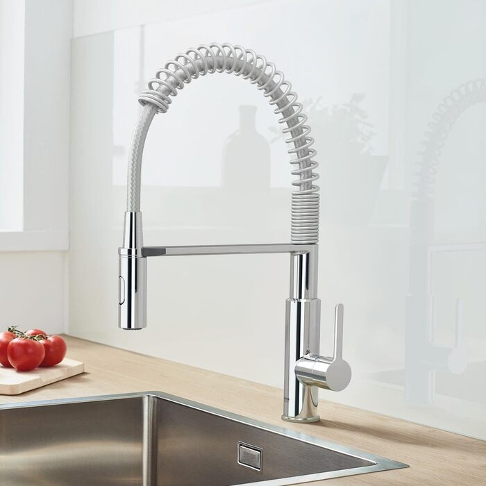Змішувач кухонний GROHE Get з висувним душем, 2 режими, 360° поворот, економія води, монтаж без інструментів, хром - 30361000