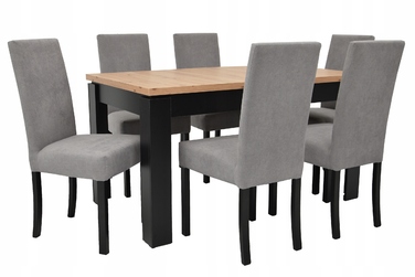 Комплект меблів ARTISAN: розкладний стіл 80x140/180 см та 6 м'яких стільців сірого кольору