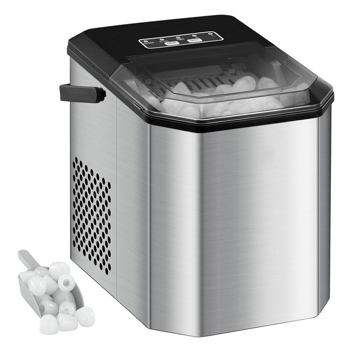 Льодогенератор Eiswürfelmaschine 120W, 9 кубиків за 6 хв, 11.8 кг/24 год, самоочищення, з лопаткою та кошиком для вечірок, офісу, бару, кемпера, 2.3 л