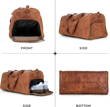 Шкіряна дорожня сумка Berliner Bags Oslo 50 л, водонепроникна, з відділенням для взуття, для чоловіків і жінок
