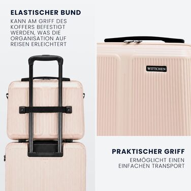 Валіза велика Wittchen Stripes Line XL (76.5x50x29 см) — Жорстка пластикова валіза-тролей ABS, 96 л, 4 колеса 360°, кодовий замок, телескопічна ручка, пудрово-рожева