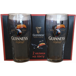Пивні келихи Guinness з туканом, 2 шт, скло, оригінал