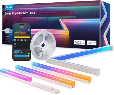 Світлодіодна стрічка Govee RGBIC 3 м з профілем, розумна LED підсвітка, сумісна з Alexa та Google Assistant, для спальні, меблів, плінтусів, 64 режими, керування через додаток