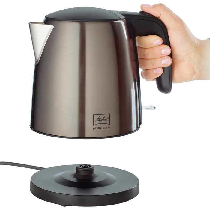 Електрочайник MELITTA Prime Aqua Mini, 1.0 л, 2200 Вт, нержавіюча сталь, металевий сірий