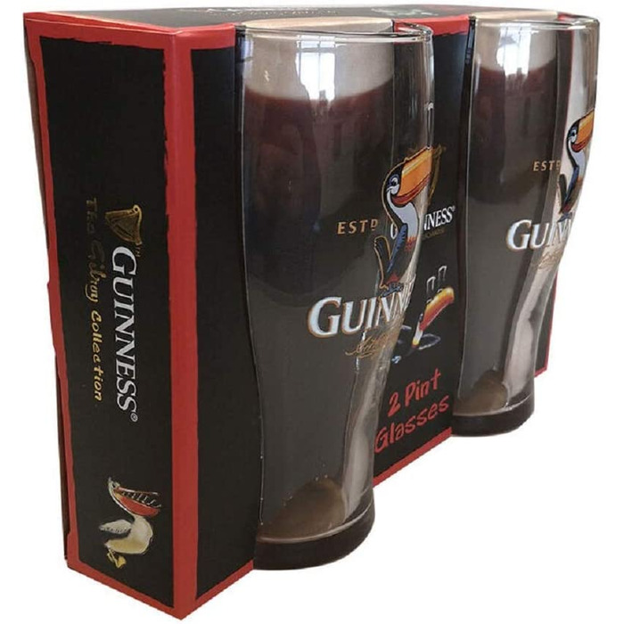 Пивні келихи Guinness з туканом, 2 шт, скло, оригінал