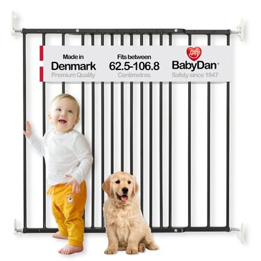 BabyDan MultiDan Захисний бар'єр на сходи, розсувний, металевий, білий 62,5-106,8 см - для дітей та домашніх тварин, вироблено в Данії