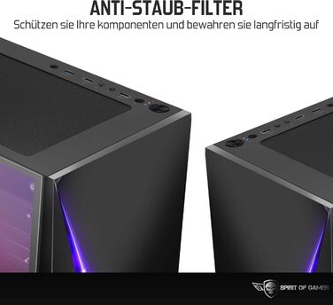 Корпус для ПК Spirit of Gamer Clone 4 RGB, прозора стінка із загартованого скла, для ігрового комп'ютера, середній Tower, сумісний з ATX/MATX/ITX, 2 адресовані вентилятори 120 мм у комплекті