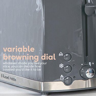 Тостер Russell Hobbs 26071 на 4 тости, сірий, з широкими слотами та підйомом, сучасний дизайн