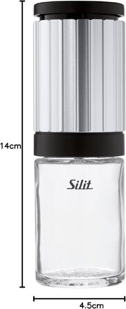 Млинки для солі та перцю Silit Piccante, керамічний механізм, нержавіюча сталь та скло, 14 см, набір для спецій та чилі