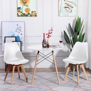 Столовий стіл DORAFAIR білий круглий, 80x80x75 см – сучасний скандинавський кухонний стіл