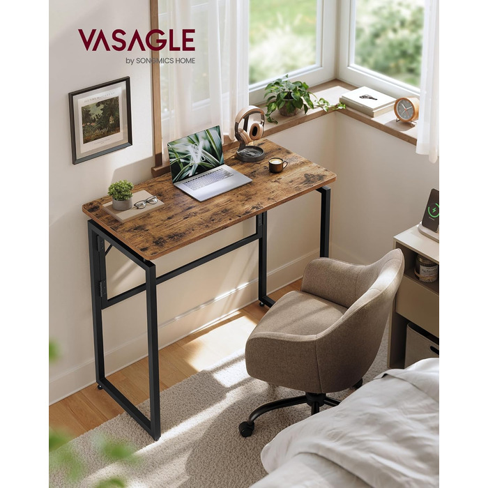 Складний стіл VASAGLE для дому та офісу, 80x40 см, вінтажний коричневий - комп'ютерний стіл, письмовий стіл