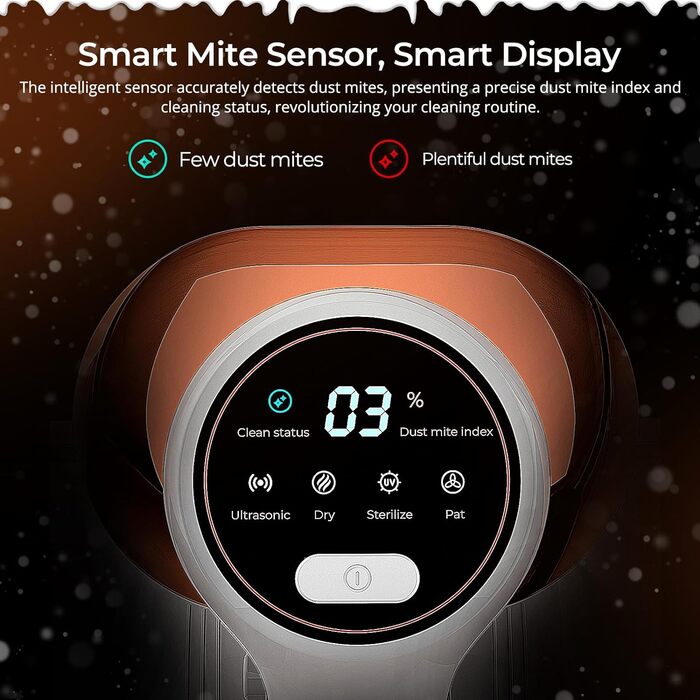 Пилосос для пилових кліщів JIGOO J300 з сенсором, UV-лампою та LED-індикатором, 500 Вт, для алергіків, видаляє 99,9% алергенів з матраців, ліжок і диванів