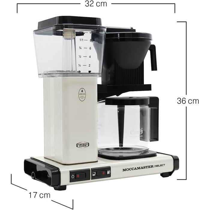 Кавоварка Moccamaster KBG Select ретро, фільтр, 1.25 л, офф-вайт