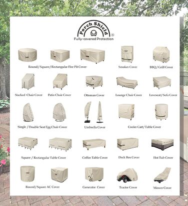 Чохол для газового гриля Porch Shield 147x61x117 см, водонепроникний 600D, для Weber, Brinkmann, Char-Broil, світло-коричневий
