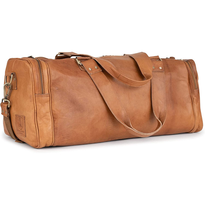 Шкіряна дорожня сумка Berliner Bags Oslo, 45л, коричнева, з 2 зовнішніми кишенями, для чоловіків і жінок