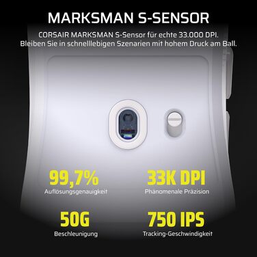 Ігрова бездротова миша Corsair Sabre v2 PRO Ultralight Wireless FPS, 33K DPI, 8000Hz, 36г, чорна