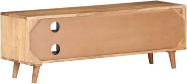 Тумба під телевізор vidaXL з масиву акації, 115x30x39 см, 2 дверцята, 2 полиці, дерев'яний ТВ шафа, меблі для вітальні