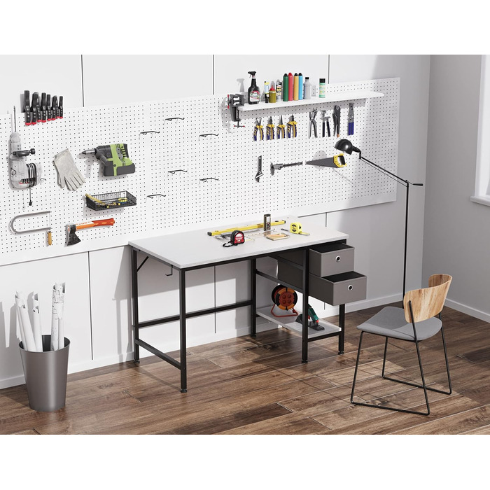 Письмовий стіл HOMIDEC 100x50x75 см, білий, дерев'яний, з 2 шухлядами для офісу, вітальні, дому