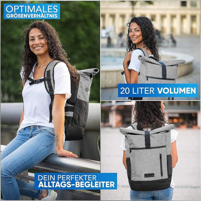 Рюкзак invilus Rolltop для жінок і чоловіків з переробленого пластику, для ноутбука, міський, шкільний, університетський